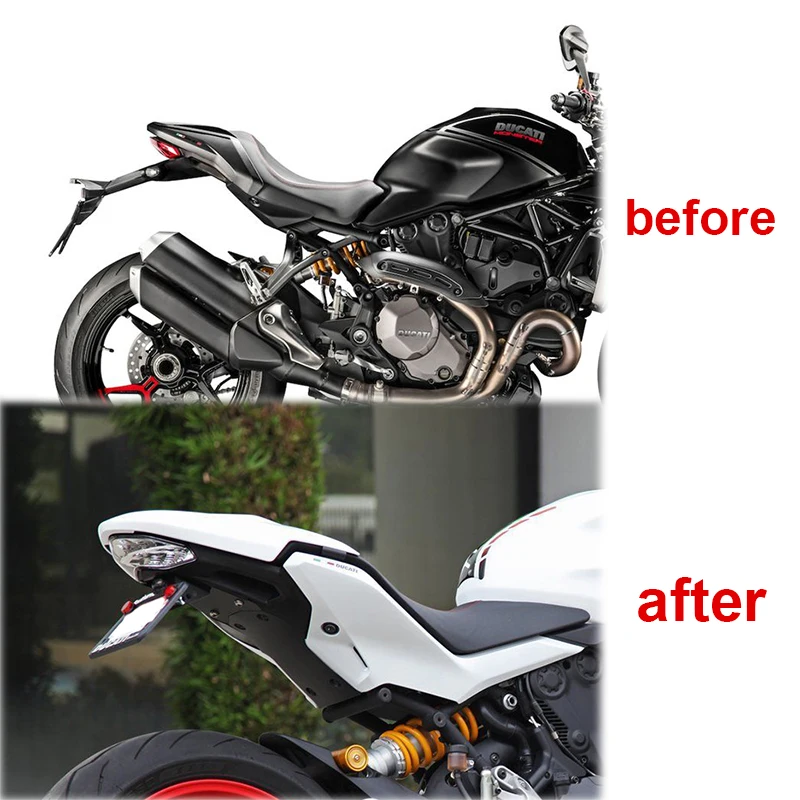 Fit For Ducati Monster 797+ 1200/S SUPERSPOR 939/S 2017-2024 License Plate Holder Bracket Rear Tail Tidy Fender Eliminator kit