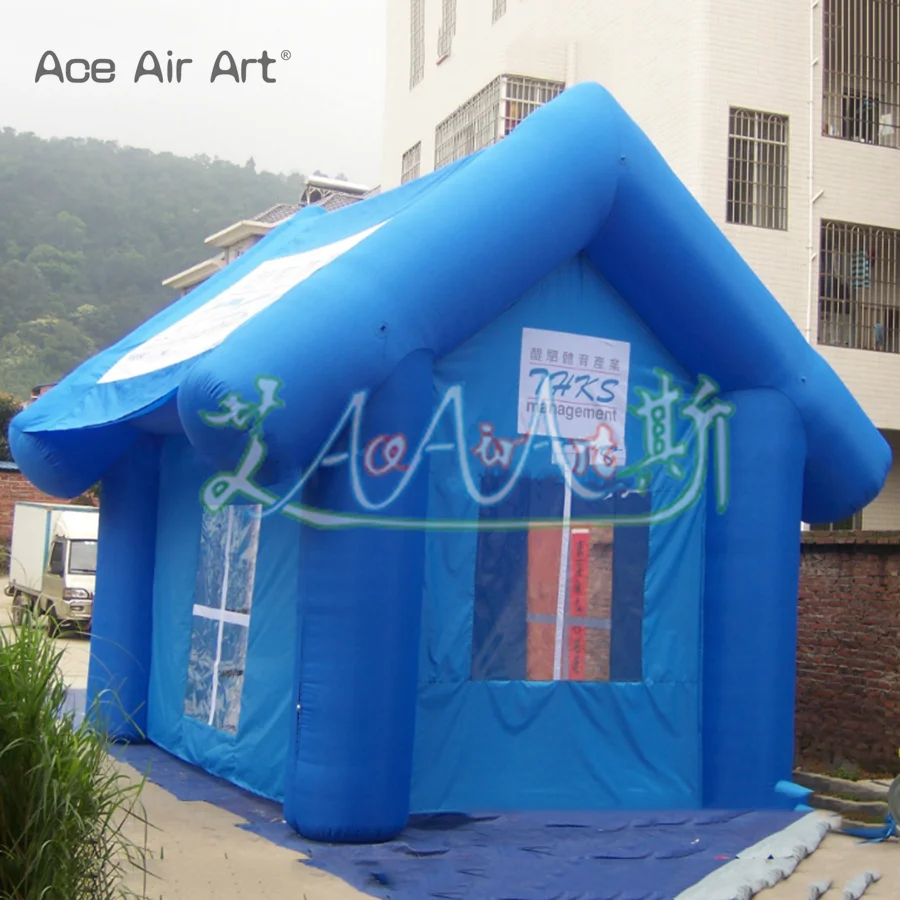 Custom Oxford Fabric Blue Inflatable House Tent Cabin Canopy Inflatable Pub Bar Tent for Party Night Club Decoration