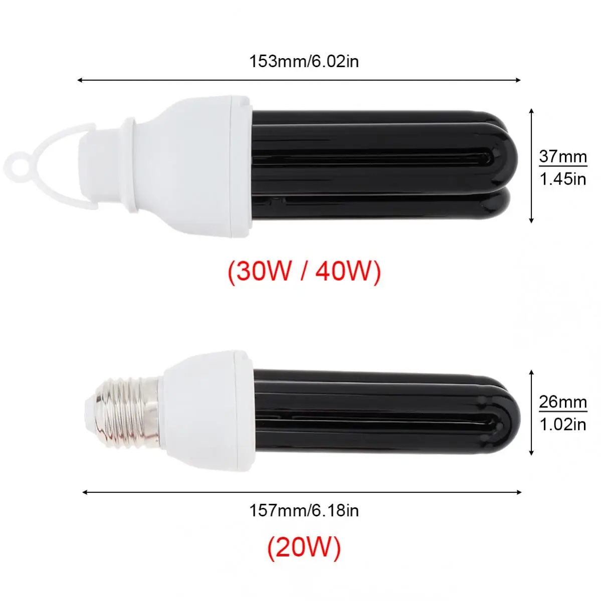 26w/36w/40w luz preta uv atraindo insetos lâmpada cfl luzes agrícolas 365nm 12v lâmpada ultravioleta armadilha luz