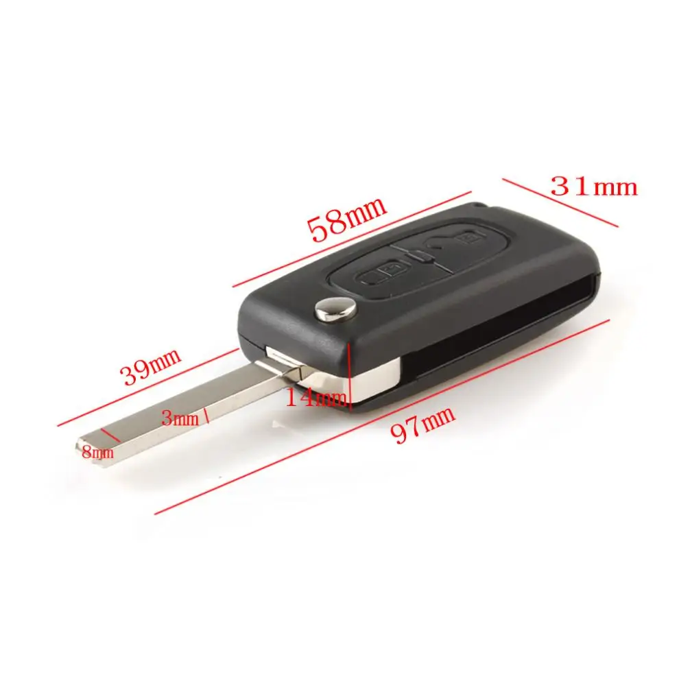 433MHz 2 Bottoni Auto Auto Chiave A Distanza Caso Fob Borsette Rimontaggio Della Copertura con la Batteria ID46 chip per Peugeot 207 307 308