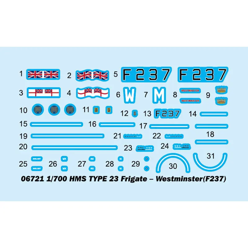 Trumpeter 06721 1/700 Quy Mô HMS Loại 23 Tàu Khu Trục Westminster(F237) Quân Đội Nhựa Mô Hình Bộ