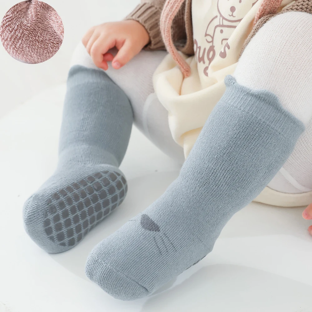 

Newborn Infant Winter Anti Slip Knee High Socks With Print Girls Boys Kids Child Baby Toddlers Cotton Funny Warm Terry Long Sock