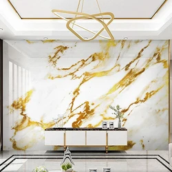 Papel tapiz De mármol dorado 3D personalizado, foto De arte abstracto moderno, Mural De pared para sala De estar, TV, sofá, dormitorio, decoración del hogar, Papel De pared 3D