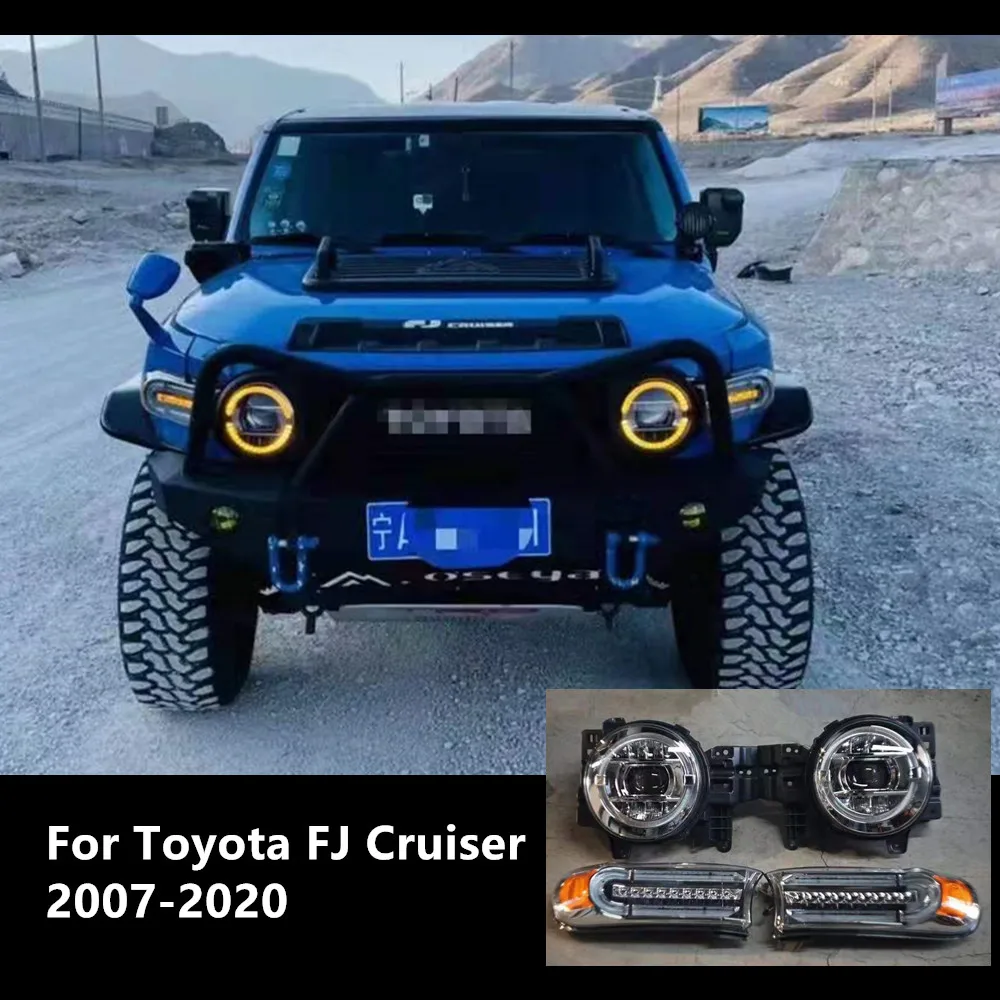 For 2007-2020 Toyota FJ Cruiser Led Headlight Assembly With Hi Low Beam DRL Turn Signal Lights Plug and Play