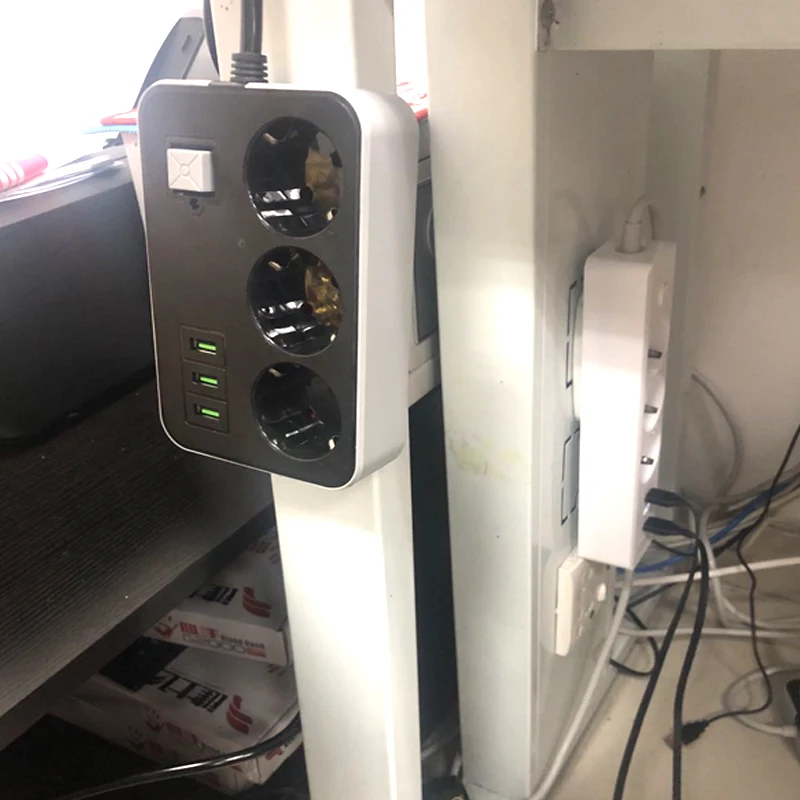 Usb Netsnoer Socket Netwerk Filter Smart Eu Plug 3 Socket 6USB Poort 1.8M Extension Socket Lijn Multi-plug Socket Adapter