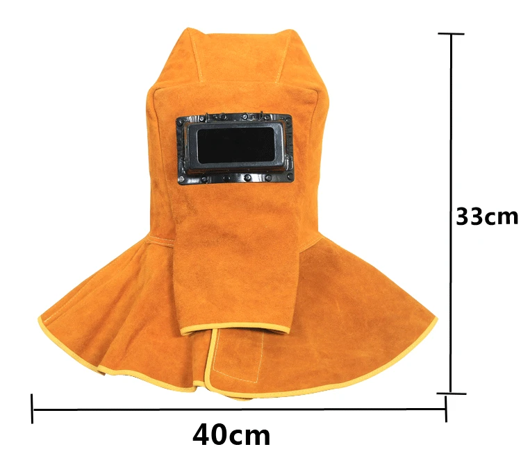 Maschera per saldatore in pelle bovina casco per saldatura protezione degli occhi cappuccio in pelle antiscintilla montato sulla testa rettifica-15-65 Arc Tig