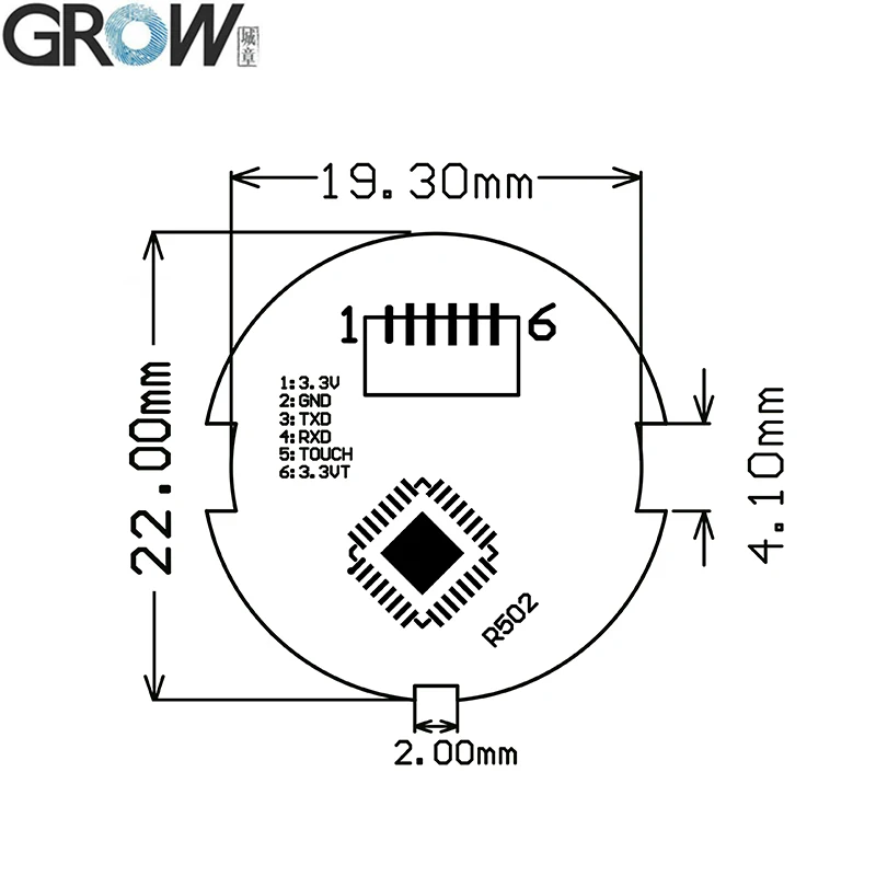 GROW K202+R502-A DC12V Low Power Consumption Fingerprint Access Control Board+R502-A Small Ring LED  Fingerprint Module