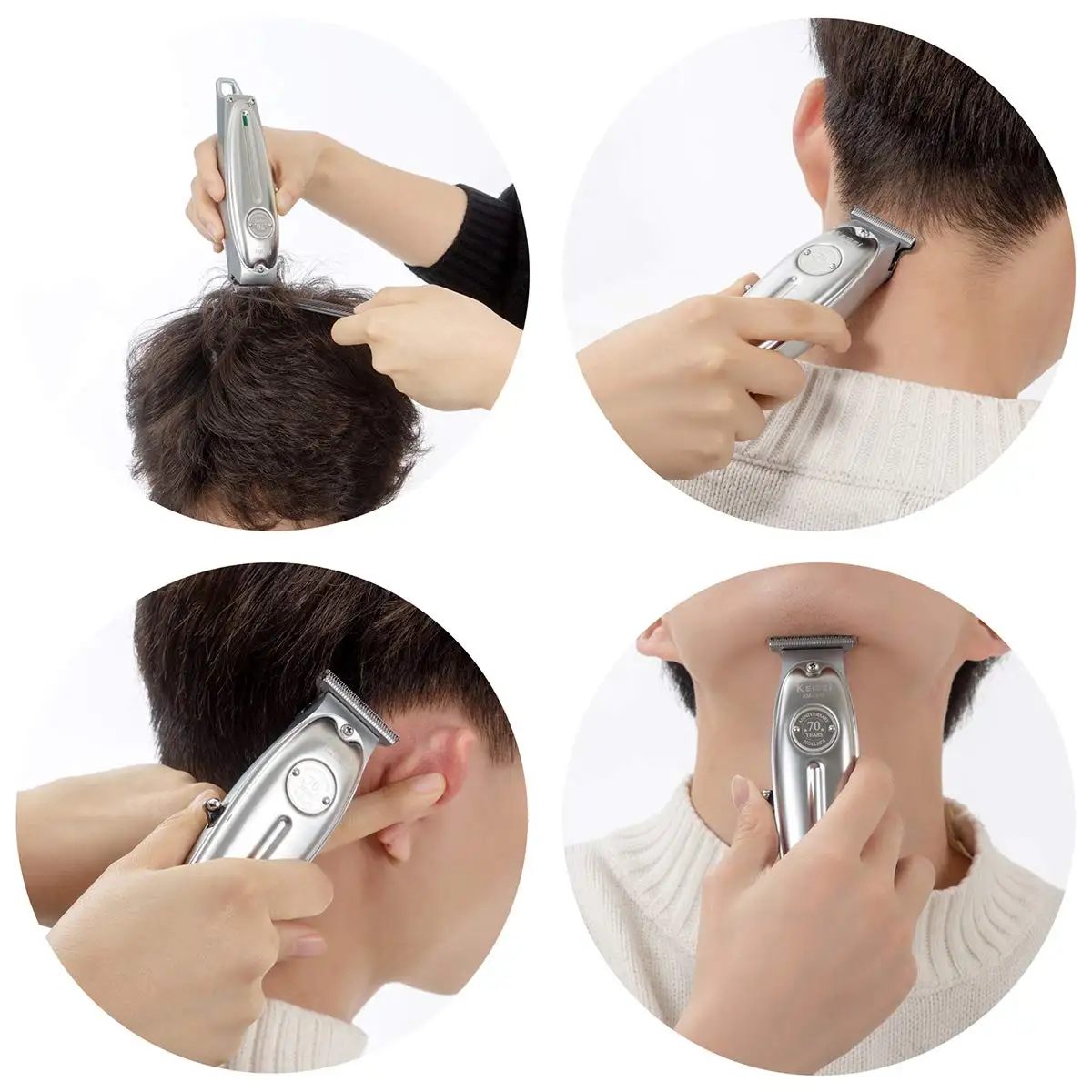 Kemei 1949 Professional Hair Clipper All Metal Men Electric Cordless Hair Trimmer 0mm Baldheaded T Blade Finish Haircut Machine