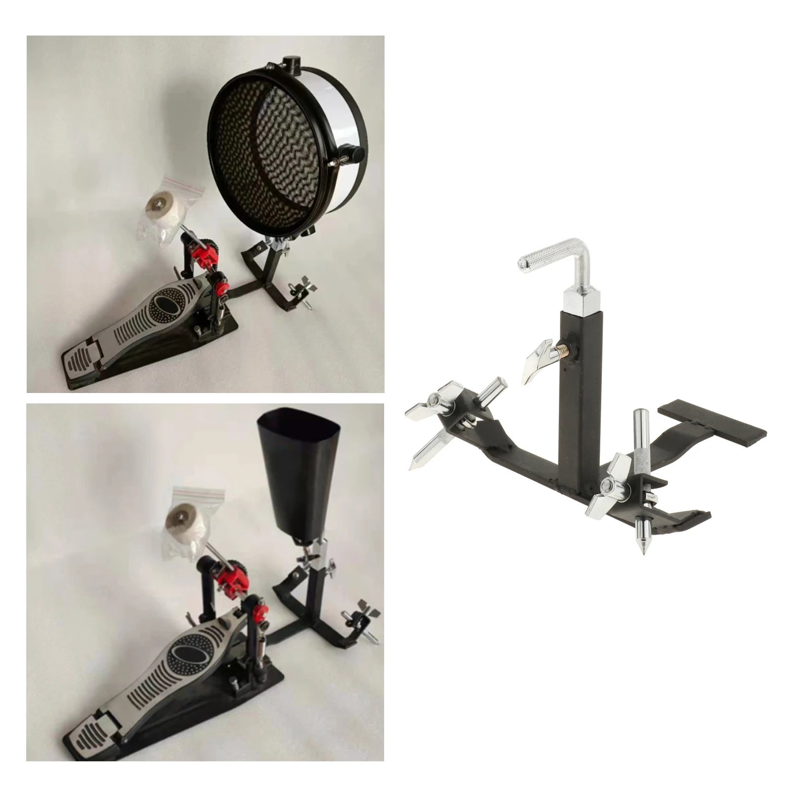 Cowbell Pedal Foot Bracket Percussion Cowbell Drum Cymbal Stand Pedal Cowbell Bracket for Concert Practice Room