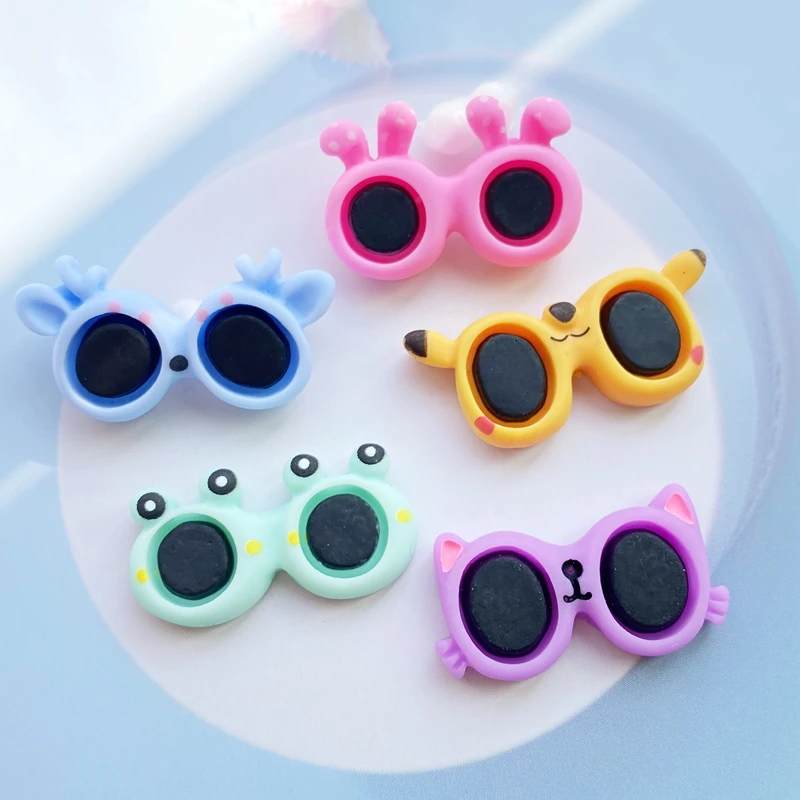 10Pcs Cute Mixed Mini Simulation Toy Glasses Flat Back Resin Cabochons Scrapbooking DIY Jewelry Craft Decoration Accessorie H130