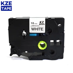 18mm Tze241 Black on white Laminated Label Tape Cassette Cartridge label ribbon tze tape Tze-241 tze 241 for Brother P-touch PT