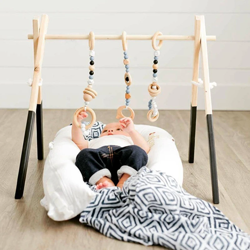 Baby Activity Gym Toy Nordic Baby Room Decor Play Gym Toy Wooden Nursery Sensory Toy Gift Infant  Accessories Photography Props