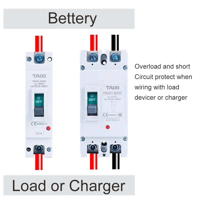 DC12V DC24V MCCB Circuit Breaker 150A 200A 250A 300Amp Rated Current for Batter Car Charger New Enery Power Protector Automatic