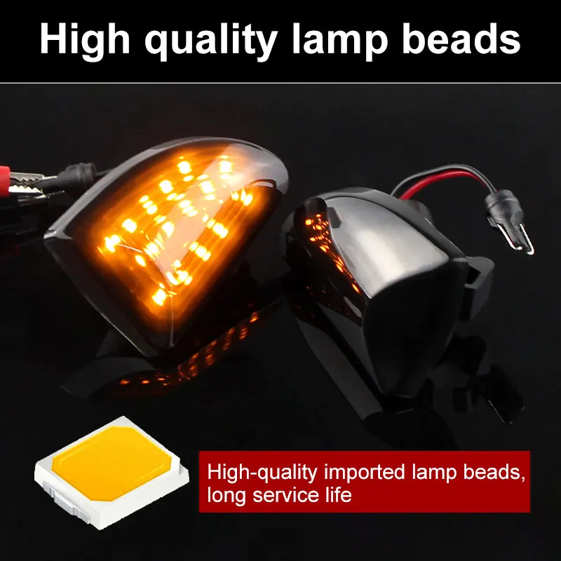 2PCS CANbus Smoked lens Amber LED Dynamic Side Marker Light Turn Signal Lights For Smart Fortwo 451 MK1 & MKII 2007-2014