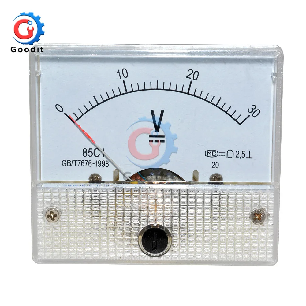 85C1 DC Analog Voltmeter Meter Panel 30V 50V 85C1 Pointer Gauge Panel Amp Volt Voltage Digital Display