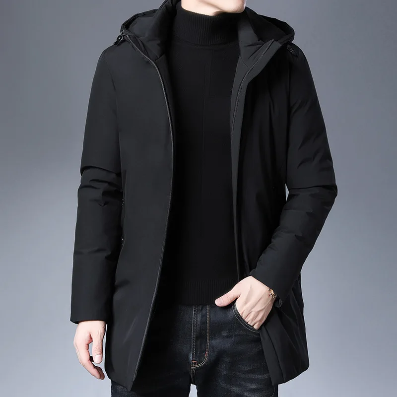 Dn1909 Winter Mid-Length Cotton Jackets For Men Casual Loose Thicken Warm Fashion All-Match Handsome Simple Male Hooded Coats