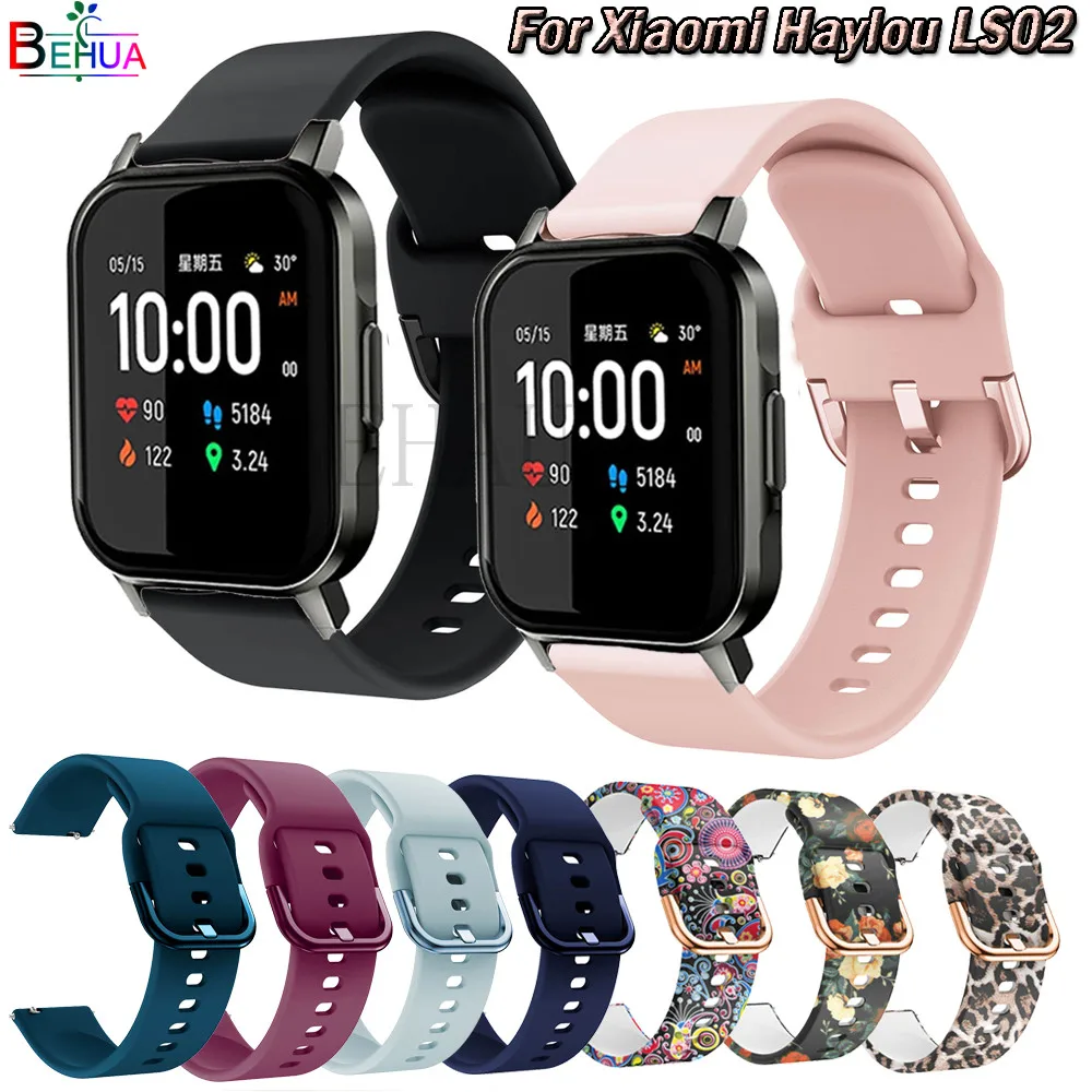 BEHUA silikonowy pasek 20mm dla Xiaomi Haylou LS02 WatchBand oryginalny inteligentny nadgarstek bransoletka dla Garmin Forerunner 645 245 245M