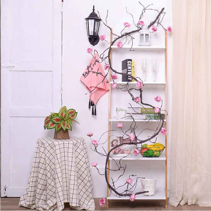 

300cm Artificial Rose Plastic Peony Vine Wall Hanging Flowers Rattan Fake Plants Tree Twig Garland Wedding Home Party Decoration