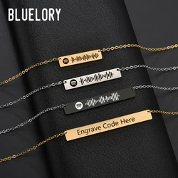 Bluelory Personalized Engraved Music Spotify Code Women Necklace Stainless Steel Custom Favorite Song Code Jewelry Dropshipping