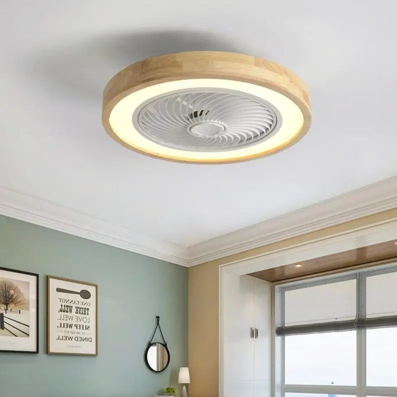 

Nordic bedroom ceiling fan lamp restaurant home room invisible thin electric fan Chandelier