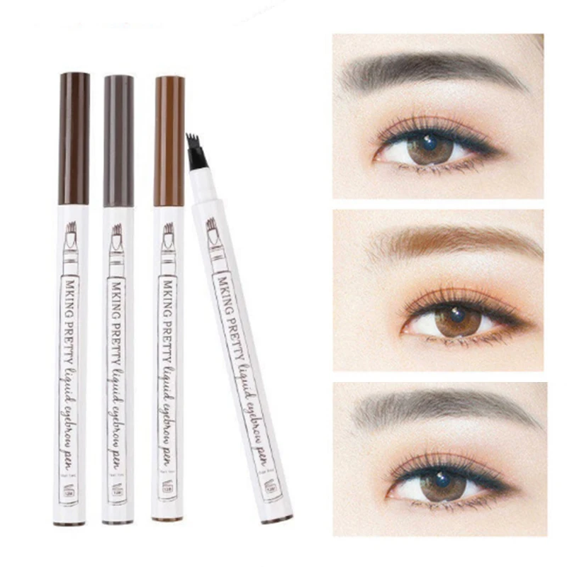 Microblading Tattoo Eyebrow Pencil 3D Liquid Eye brow Pen 4 Fork Tips Waterproof Natural Long Lasting EyeBrow Makeup TSLM1