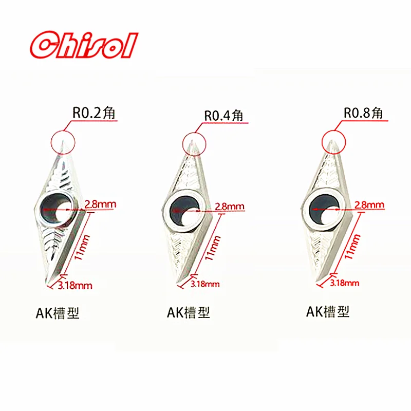 

Processing Aluminum Turning Inserts VBGT110302-AK VBGT110304-AK VBGT110308-AK VBGT160402-AK VBGT160404-AK VBGT160408-AK K30 H01