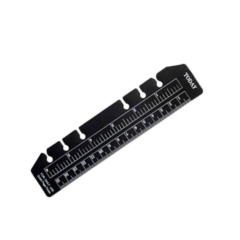 F3MA PVC Page Marker Snap-in Bookmark Ruler Binder Ruler A5/A6 Size 6-Hole Notebook Filler Clear Black Measuring Tools Set
