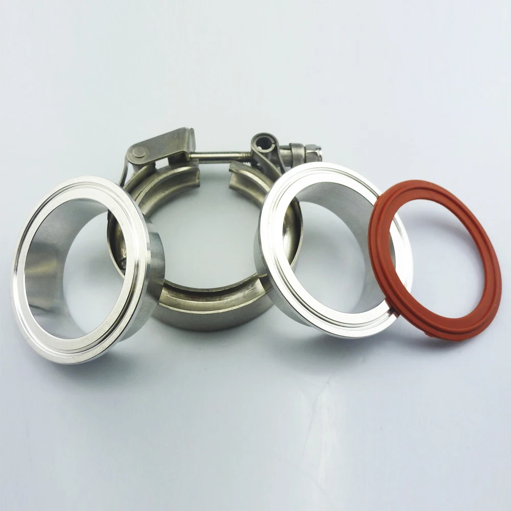 ZUCZUG 1.5-5.0 inch Quick V band clamp  Aluminum Alloy  flange with sealing ring for car exhaust pipe fixed assembly