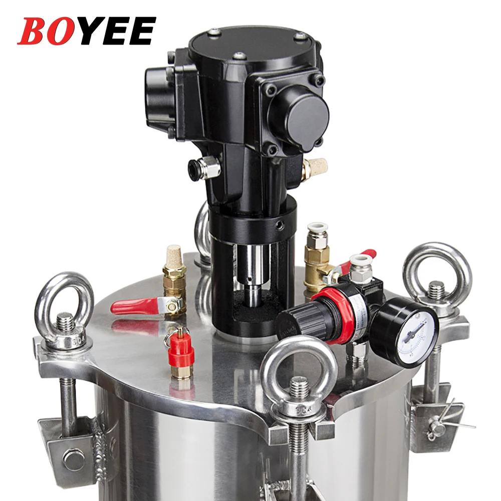 For dispensing stainless steel tank storage barrel  feeding barrel with air motor stirring  maximum pressure 8bar pressure tank