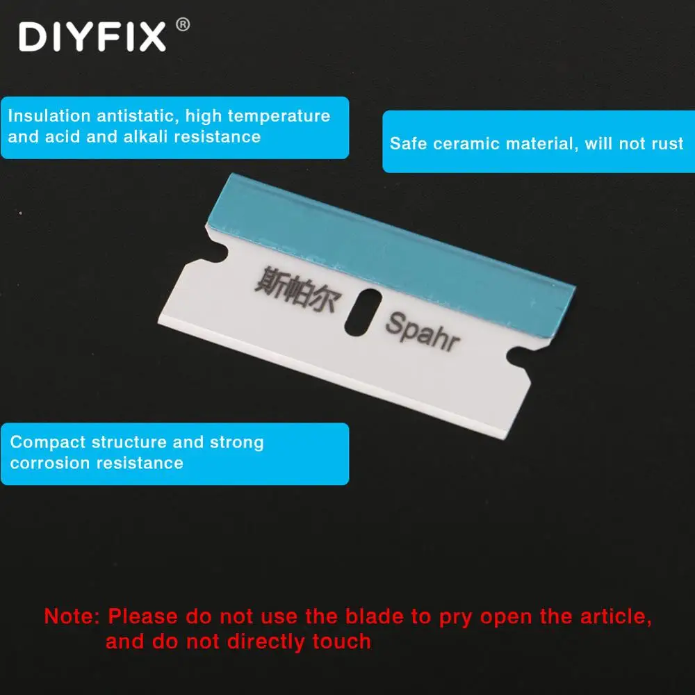 DIYFIX 10Pcs Ceramic Blades OCA Dry Glue Polarizing Removal Tool For Mobile Phone Screen Cleaning Tool Without Damaging Screen