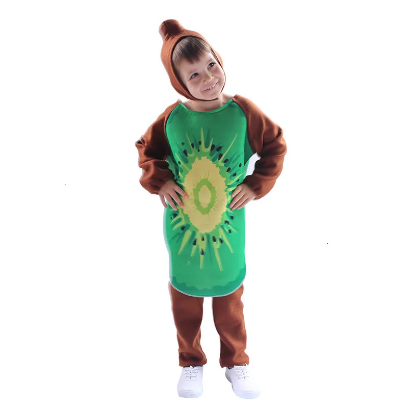 Kiwifruit Fashion Unisex Children Fancy Dress Cartoon Fruit Kid Costume Suits Party Outfit Boy Girl Performance Clothes