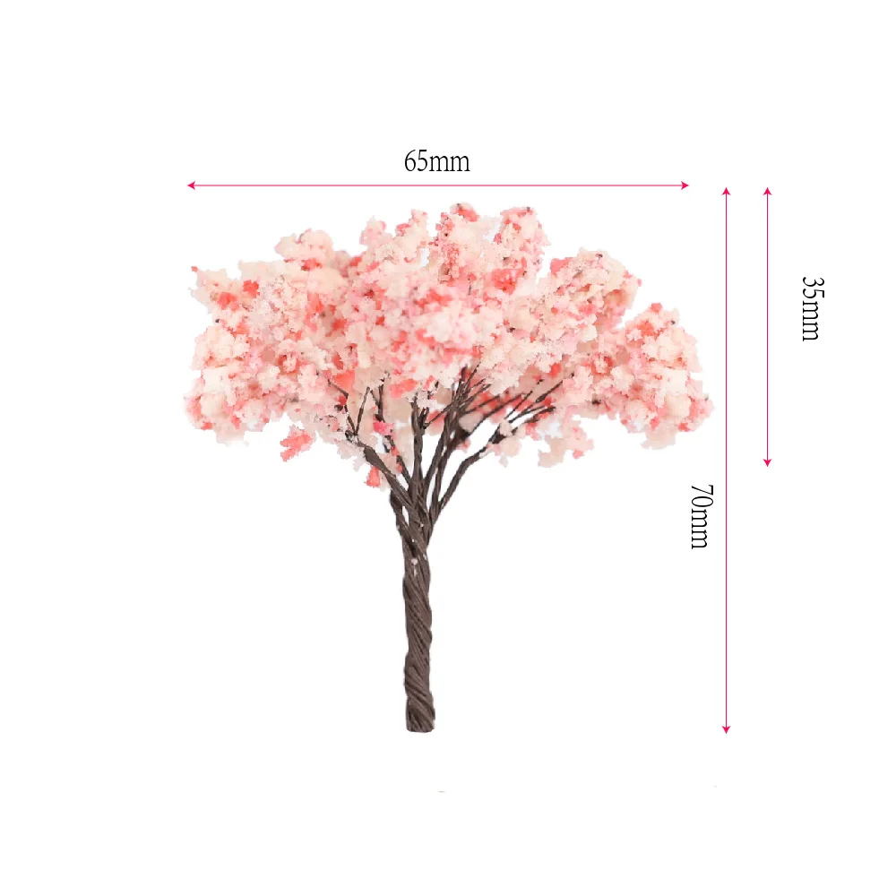 Miniature Cherry Flower Tree Model Height 65mm Plant Diorama Kits Diy Sand Table/HO Railway Scene Layout Accessories 5Pcs/10Pcs