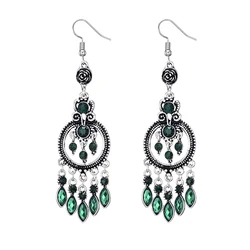 Classic Trendy Geometric Earrings For Women Crystal Ethnic Drop Dangle Long Earings Rose Flower Vintage Earrings Jewelry Brincos