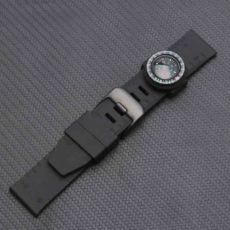shengmeirui for Lumino-x Military Silicone Watch Band 22MM 23MM 24MM black white Men's Sports Bracket image 2