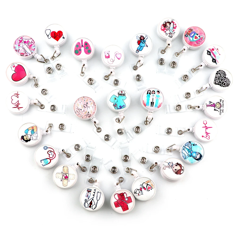 

20pcs/lot BH1381 Blinghero Top Quality Retractable Nurse Badge Reel Clip Cartoon Medicine Doctor Student IC ID Card Badge Holder