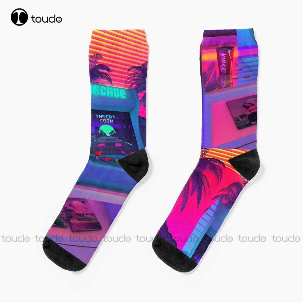 

Arcade Dreams Synthwave Retrowave Outrun Rad 80S Vaporwave Socks Long Socks For Men Christmas Fashion New Year Gift Thanksgiving