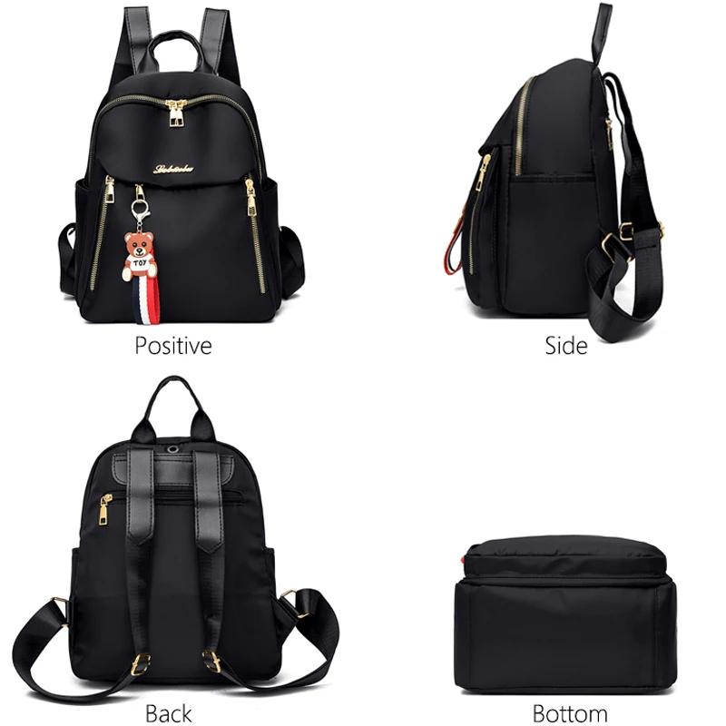 High Quality Oxford Backpack Women Multiple Pockets Mochila Black Red Small Designer Bagpack Cute Book Bag Waterproof School Bag