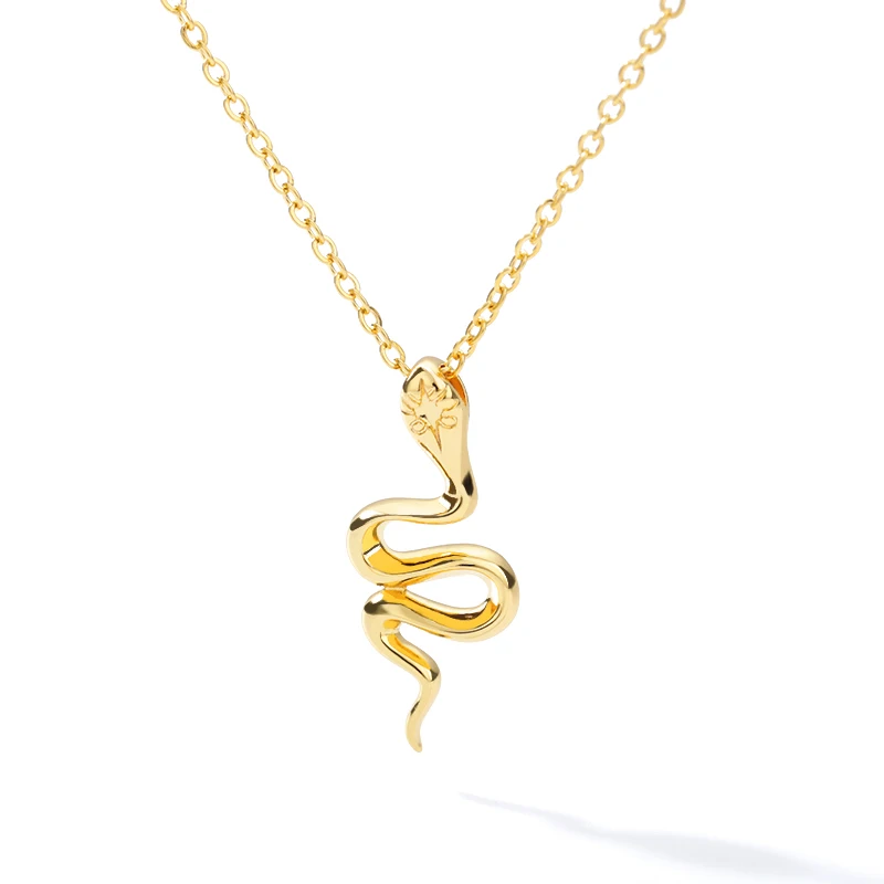 New Snake Necklace Women Animal Stainless Steel Snake Dangle Pendant Necklace Minimalist Style Trendy Female Bijoux Gift