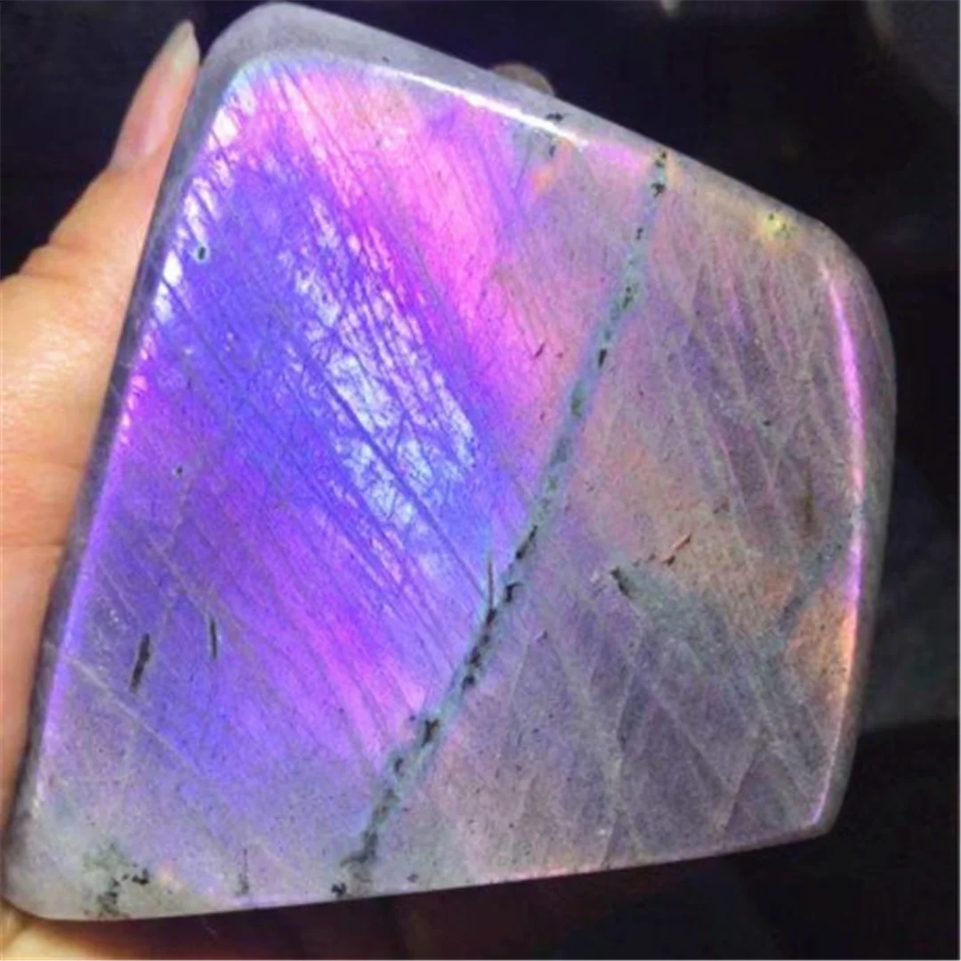 

Natural Polished Labradorite Crystals Purple Pink Flash Office Accessories Home Decoration Desk Ornament Gemstones Collections