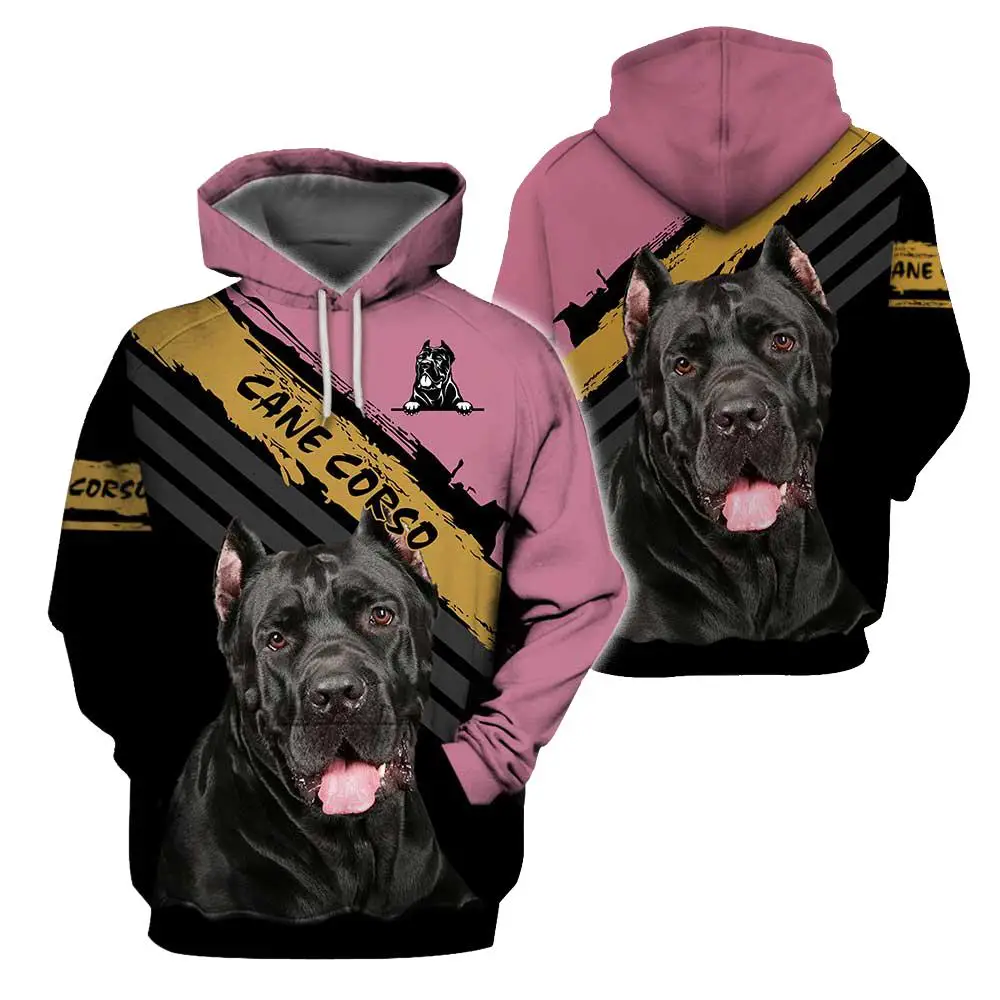 

HX Animals Hoodies 3D Graphic Cane Corso Yellow Strips Hoodies Men Women Casual Pullovers Pocket Sweatshirts