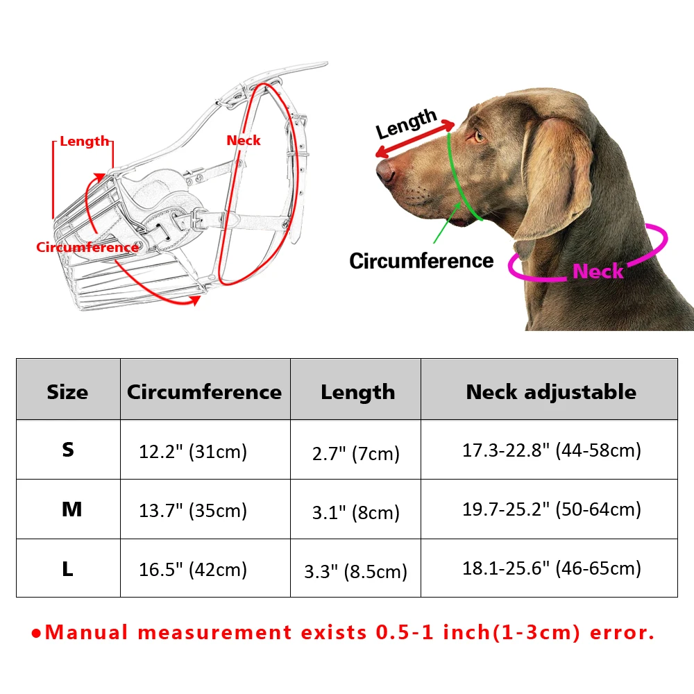 Black/ Brown Strong Metal Wire Basket Dog Muzzle For Large Dog Amstaff Pitbull Bull Terrier Anti-Bite Bark Chew Muzzles