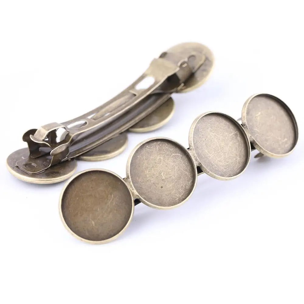 5pcs 20mm Cabochon Hair Clip Base Setting Trays Antique Bronze Hairclip Hairpin Bezel Blanks For Jewelry Making