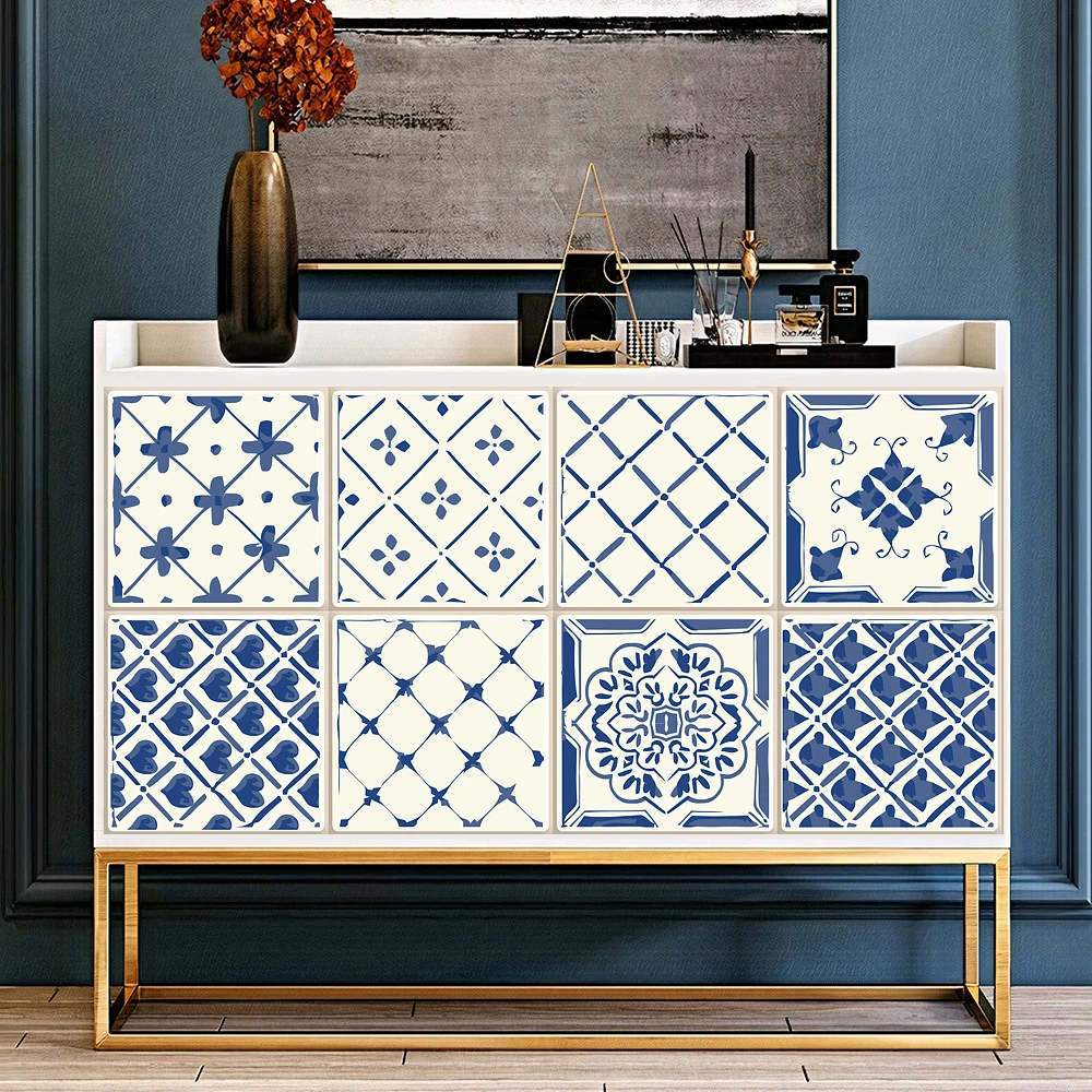 10Pcs Blue & Cream … - image