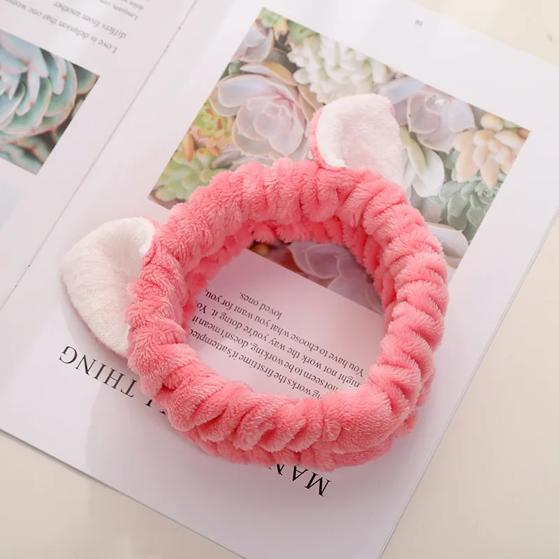 2020 New Hairbands For Women Girls Headbands Coral Fleece Wash Face Cat Ear Headwear Hair Bands Turban Hair Accessories