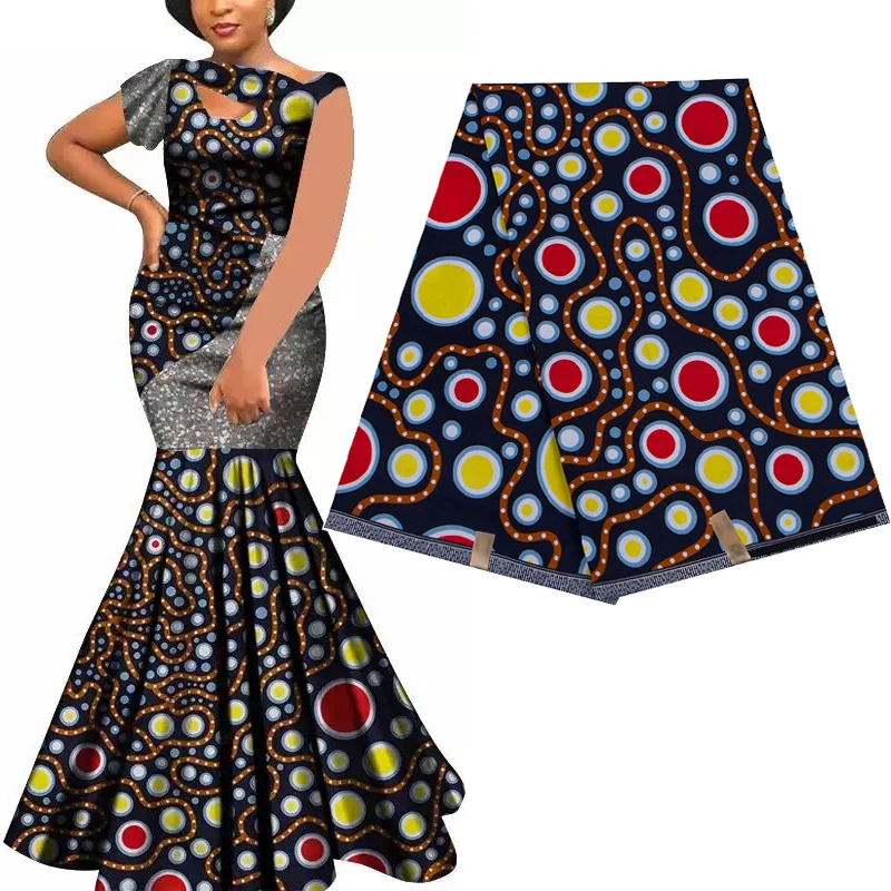 Ankara Wax Fabric African Prints Batik Tissue Patchwork Sewing Wedding Dress Handmake Artwork, DIY, High Quality Polyester Pagne