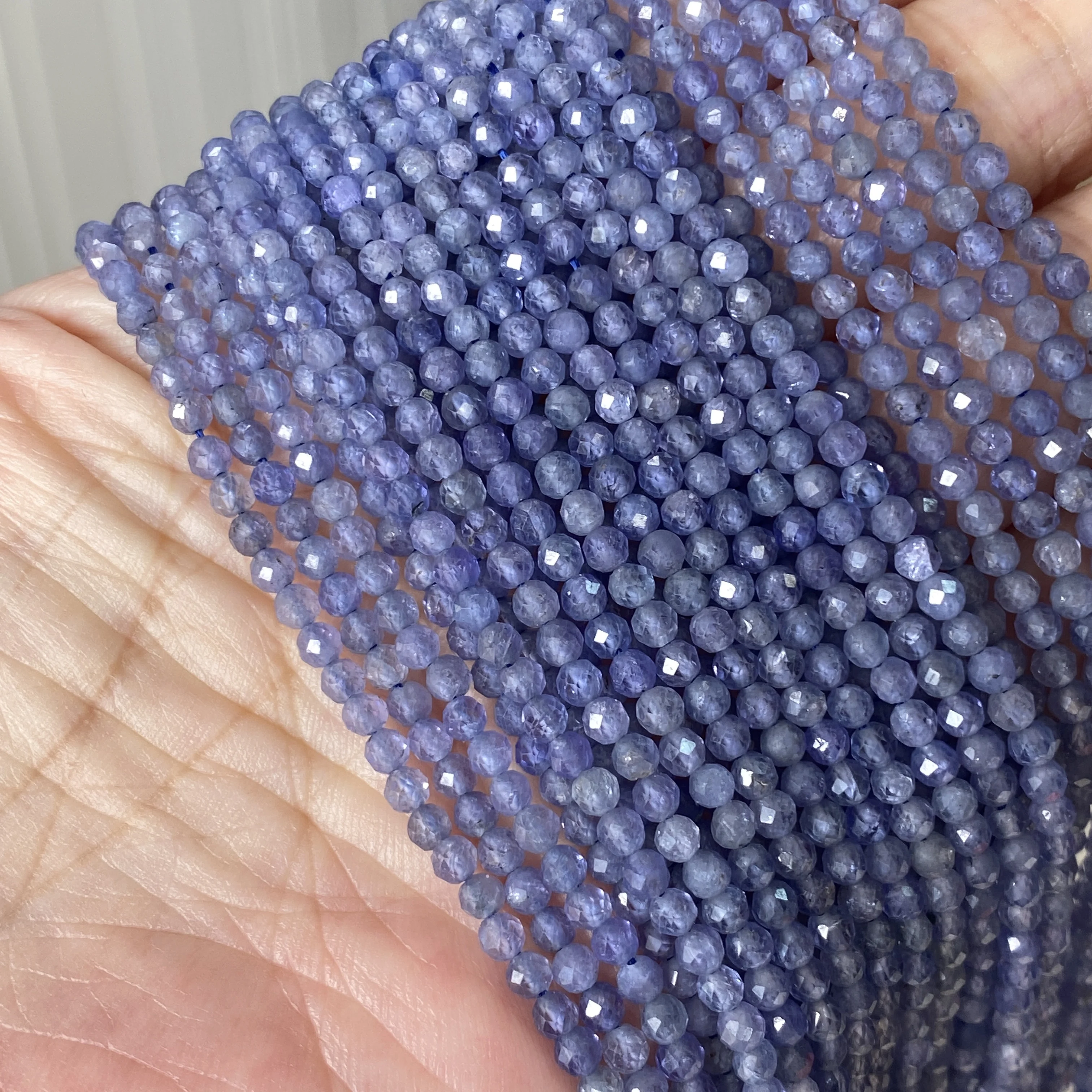 Royal Blue Natural Tanzanites Faceted Beads 2.5mm Cutting Loose Tanzanites Stone Bead for Jewelry Making DIY Strand 15''