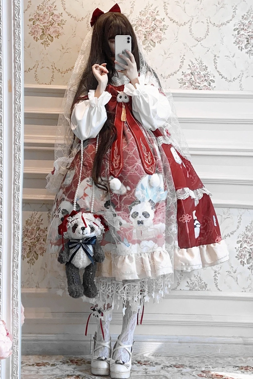 Kimono lolita gothique kawaii pour fille, style étudiant Preppy, Hanfu, rétro, chinois, doux, impression victorienne, loli cos