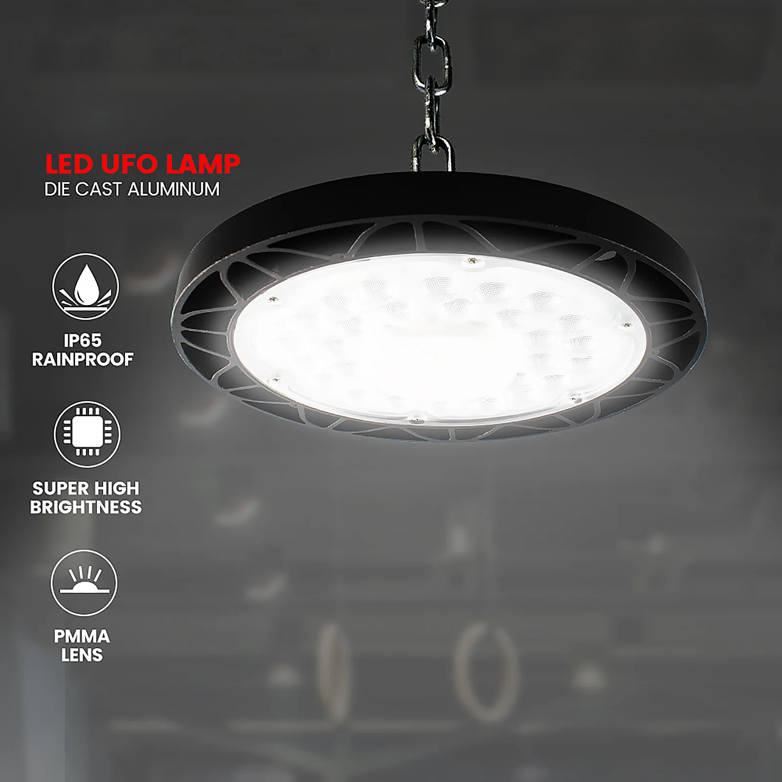 100W UFO LED High Bay Light AC220V Waterproof Warehouse Garage Light Super Bright Commercial Industrial Lighting