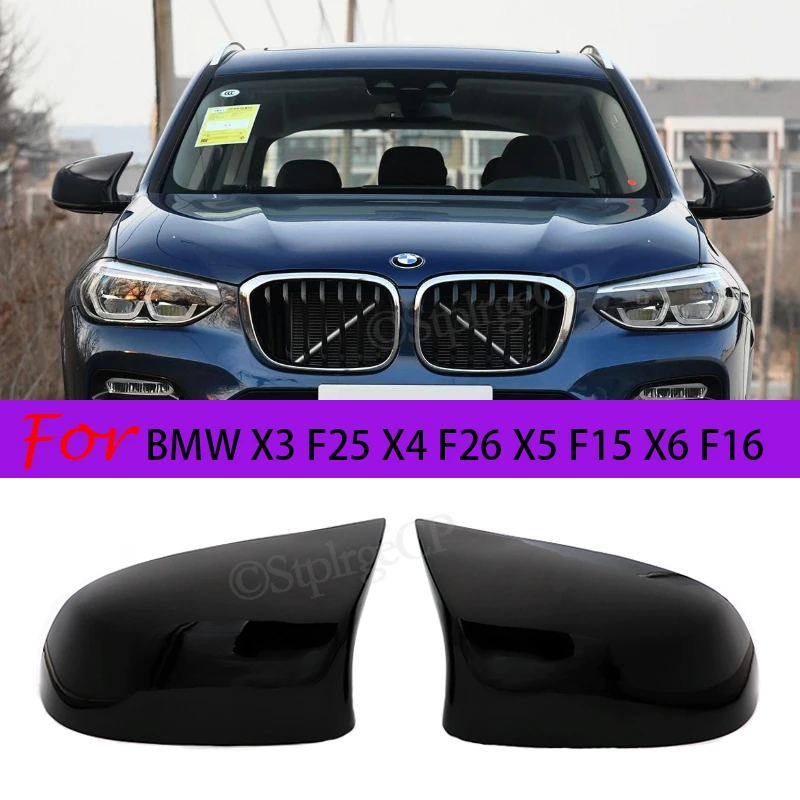 

1 пара глянцевых черных чехлов заднего вида в форме рога M для BMW x3 f25 x4 f26 x5 f15 x6 f16 2014 - 2018