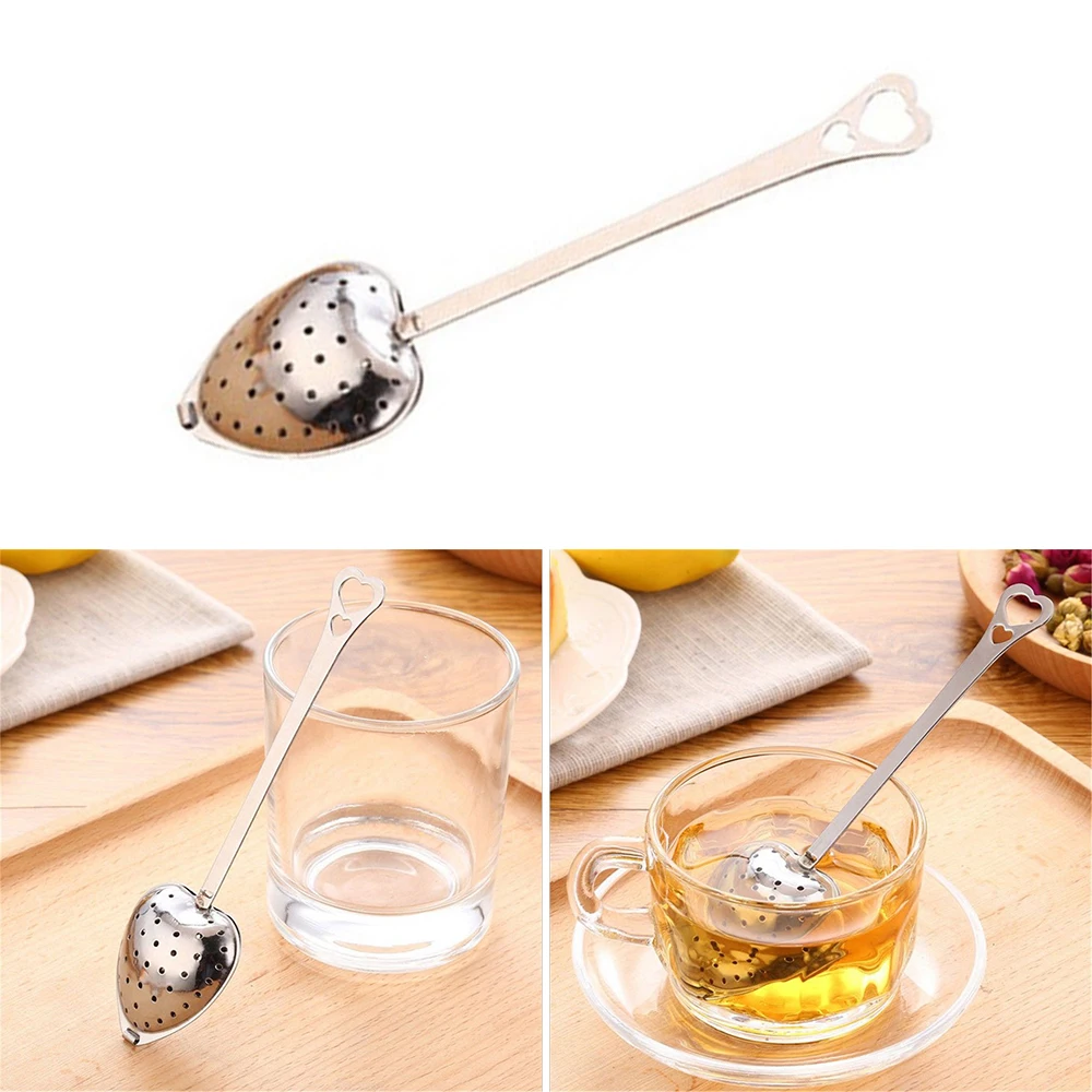 Heart Shaped Tea Infuser Spoon Strainer With Stainless Steel Steeper Handle Shower Tea Making Filter For Teapot Gadget